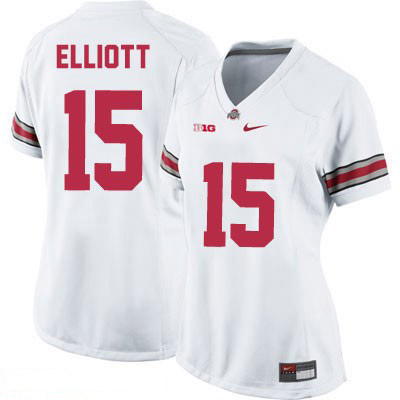 Women's NCAA Ohio State Buckeyes Ezekiel Elliott #15 College Stitched Authentic Nike White Football Jersey PV20W53EY